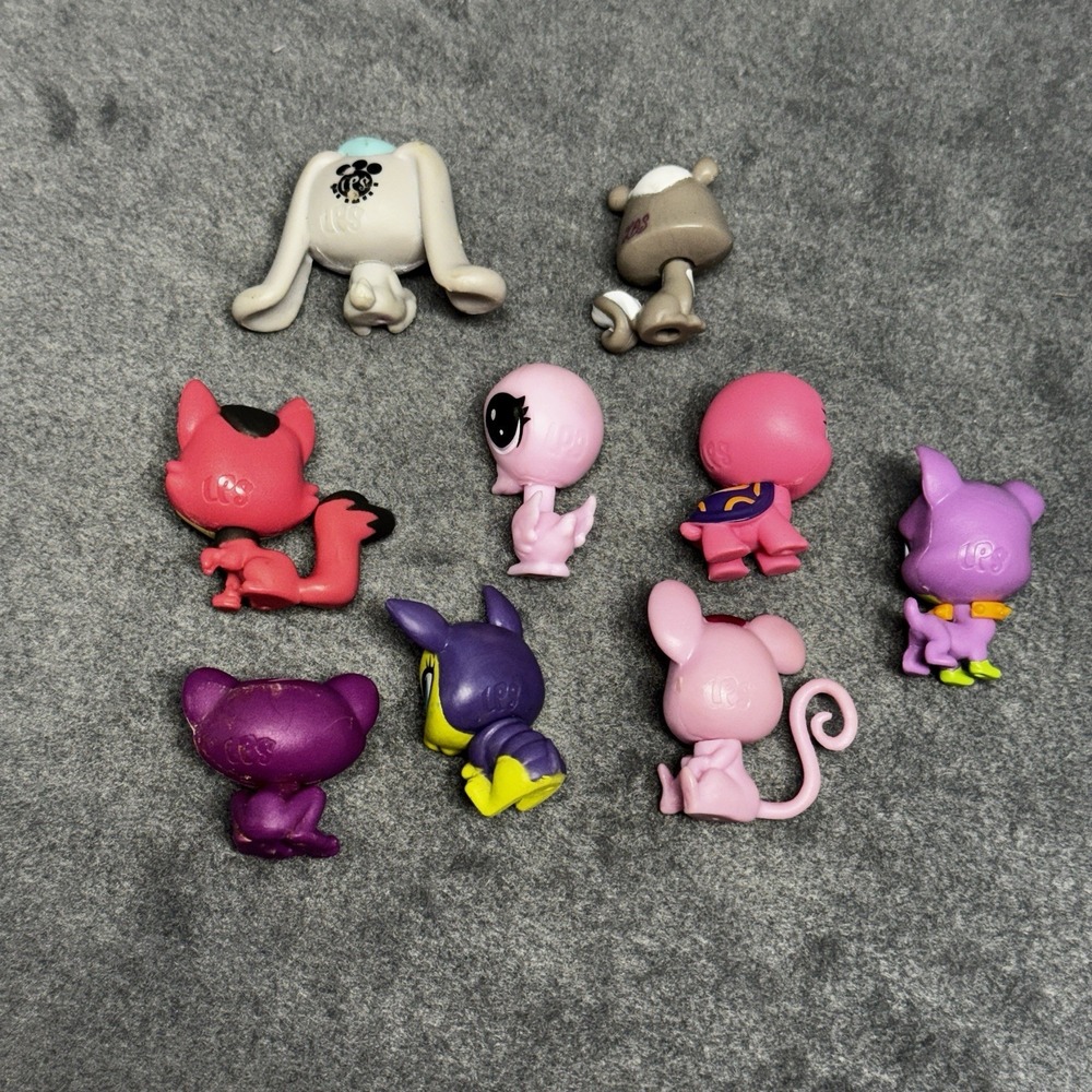 Littlest Pet Shop LPS Teensie Figure Lot 9 Mini Pets Fox Bunny Turtle Cat Mouse